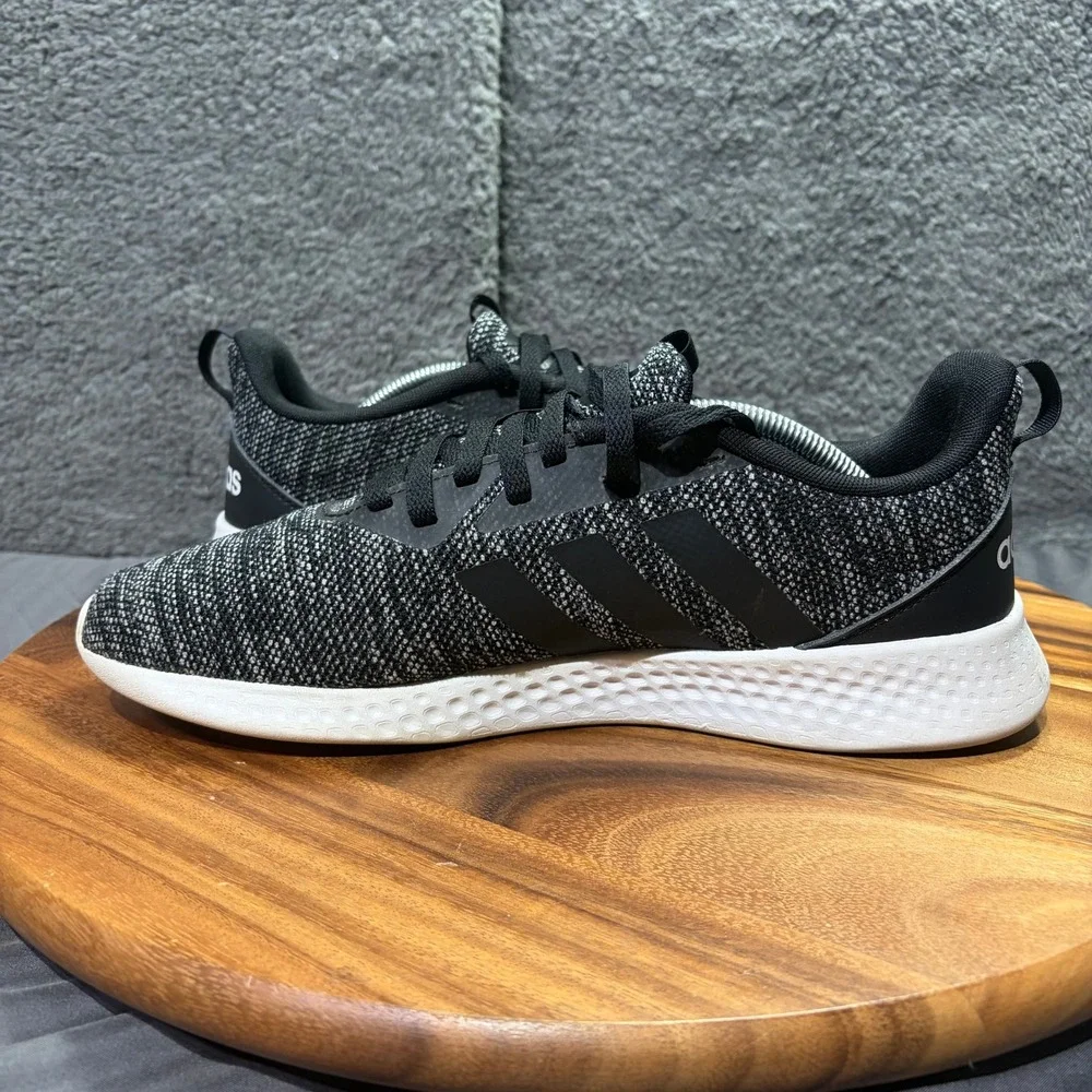 Adidas Fluidstreet Mens Running Shoes Black White Knit Sneakers FX8921 Size 12